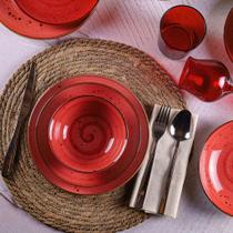 Aparelho de jantar em porcelana - Coleção Magic Colors Vermelho (24pçs)