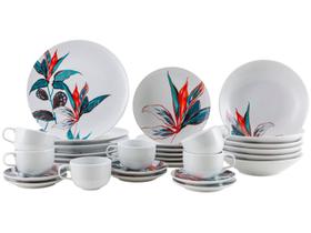 Aparelho de Jantar Jogo de Chá 30 Peças - Germer Porcelanas Redondo Tropical Convexa Aparelho de Jantar Jogo de Chá 30 Peças - Germer Porcelanas Redondo Tropical Convexa