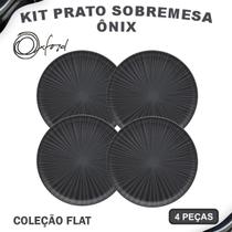 Aparelho de Jantar Jogo de Pratos Sobremesa 20 Cm Oxford Ônix Cerâmica Decorada 4 Peças