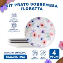 Aparelho De Jantar Jogo de Pratos Sobremesa Floratta Decorada 21 cm 4 Peças - Tramontina