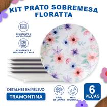 Aparelho De Jantar Jogo de Pratos Sobremesa Floratta decorada 21 cm 6 Peças - Tramontina