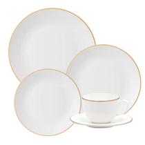 Aparelho De Jantar Jogo Pratos Chá Porcelana Kit 16 Peças Borda Dourada Legacy Gold Luxo