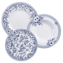 Aparelho De Jantar Jogo Pratos Kit 12 Peças Azzura Porcelana Decorada Tramontina