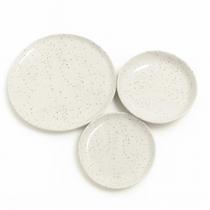 Aparelho De Jantar Jogo Pratos Kit 12 Peças Flat Chuvisco Cerâmica Completo Oxford