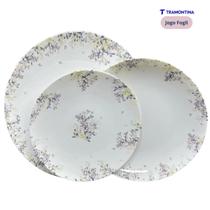 Aparelho De Jantar Jogo Pratos Kit 12 Peças Fogli Porcelana Florido Tramontina