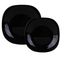 Aparelho De Jantar Jogo Pratos Kit 8 Peças Dama Vidro Opalino Preto Aparelho De Jantar Jogo Pratos Kit 8 Peças Dama Vidro Opalino Preto