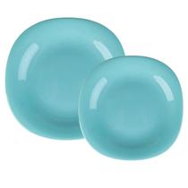Aparelho De Jantar Jogo Pratos Kit 8 Peças Dama Vidro Opalino Verde Ciano
