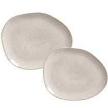 Aparelho De Jantar Jogo Pratos Oval Orgânico Latte 8 Peças