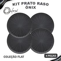 Aparelho De Jantar Jogo Pratos Raso 26 Cm Oxford Ônix 4 Peçs