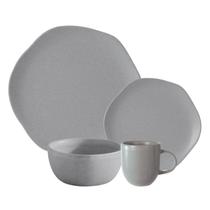 Aparelho de Jantar Kit 16 Peças Órion Cerâmica Cinza Florarte