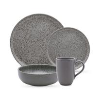 Aparelho de Jantar Lanche Completo 16 Peças Flat Gray Cinza Cerâmica Oxford