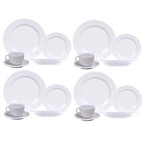 Aparelho de Jantar Melamina Branca 16 Peças Pratos Xícaras