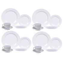 Aparelho de Jantar Melamina Branca 16 Peças Pratos Xícaras