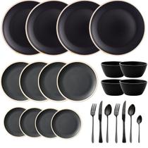 Aparelho de Jantar Melamina Preto Jogo Grande 40 Pçs Aparelho de Jantar Melamina Preto Jogo Grande 40 Pçs