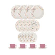 Aparelho De Jantar Oxford 20 Peças Cerâmica Florido Pratos E Xícara Conjunto Completo Aparelho De Jantar Oxford 20 Peças Cerâmica Florido Pratos E Xícara Conjunto Completo