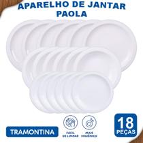 Aparelho de Jantar Paola Tramontina Jogo de Pratos Rasos, Fundos e Sobremesa com Opções de Kits