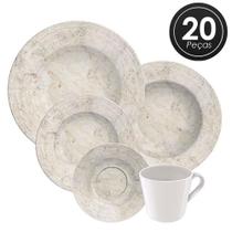 Aparelho De Jantar Porcelana 20 Peças Travertino Tramontina