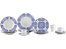 Aparelho de Jantar Sobremesa e Chá 20 Peças Tramontina de Porcelana Azul Redondo Algarve Aparelho de Jantar Sobremesa e Chá 20 Peças Tramontina de Porcelana Azul Redondo Algarve