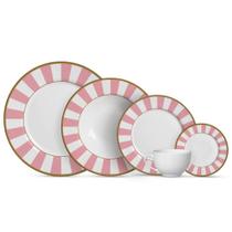 Aparelho de Jantar Stripe Rosa 20 peças Alleanza 1ª Linha