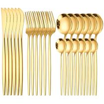 Aparelho de Jantar Talheres Inox Kit 24 Peças Utensílios de Cozinha Itens mesa posta