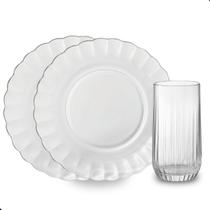 Aparelho De Jantar Vidro 12pçs Com Pratos Fundos E Copos