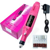 Aparelho De Manicure Rosa Portátil 110/220V Varias Brocas