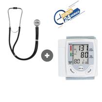 Aparelho De Medir Pressão Arterial Pulso Digital Automático kit Estetoscópio premium com pilhas - Multilaser
