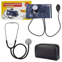 Aparelho De Pressao Botao Fecho Metal Estetoscopio Simples