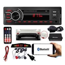 Aparelho de Som M-5599 Carro Radio Automotivo Mp3 1 Din Bluetooth Pendrive 2 Usb Sd com Sensor de Estacionamento Ré com Visor Display e Sinal Sonoro