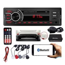 Aparelho de Som M-5599 Carro Radio Automotivo Mp3 1 Din Bluetooth Pendrive 2 Usb Sd com Sensor de Estacionamento Ré SEM Visor COM Sinal Sonoro Buzzer - First Option e Tech One