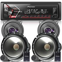 Aparelho de Som Pioneer Usb + Kit 2 Vias 6 Ts-C170br + Falante 5 Triaxial