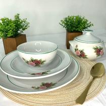 Aparelho de sopa com 13 peças porcelana branca decorada Aparelho de sopa com 13 peças porcelana branca decorada