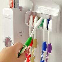 Aparelho Dispenser de Pasta de Dente Suporte 5 Escovas Aplicador Creme Dental Automático Banheiro Organiza Casa