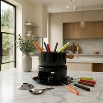 Aparelho Fondue 13 Peças Conjunto Completo Garfos Suporte Panela Chocolate Queijo