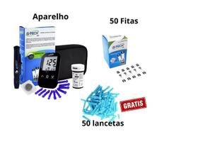 Aparelho G Tech Glicocimetro para diabetes Completo 50 tiras e 50 lancetas
