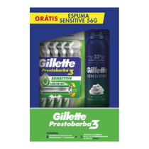 Aparelho Gillette Prestobarba3 Com 4 + Espuma Sensitive 56gr Especial