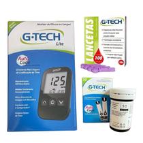 Aparelho Glicemia G-Tech Lite super kit + 60 tiras e 110 lancetas - gtech