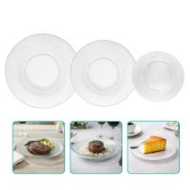 Aparelho Jantar 18 Pratos Vidro Transparente Refeição Fundo