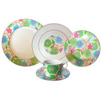 Aparelho Jantar 20 Pç Porcelana Floral Robergê Aparelho Jantar 20 Pç Porcelana Floral Robergê
