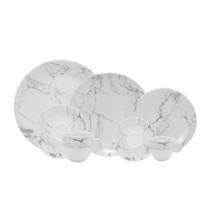 Aparelho Jantar, Chá e Café 42 Peças Porcelana Schmidt - Dec. Mármore Cinza 2343