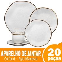 Aparelho Jantar Chá Oxford Maresia 20 Peças Branco/Marrom
