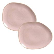 Aparelho Jantar Jogo Pratos Oval Orgânico Litchi 8 Pçs Rosa