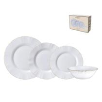 Aparelho jantar lidia borda dourada 16 pçs opalino hauskraft