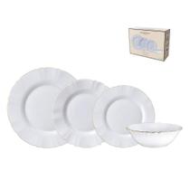 Aparelho jantar lidia borda dourada 16 pçs opalino hauskraft