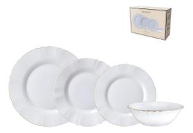 Aparelho Jantar Redondo Opaline Lidia Borda Dourada 16 Un