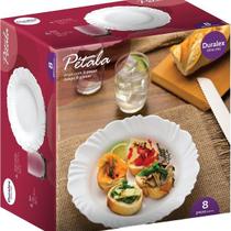 Aparelho Jantar Vidro Pétala Duralex Opaline 8pcs com 4 Pratos Fundos e 4 Copos 260ml