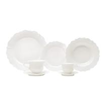 Aparelho Jogo De Jantar Chá Pratos Porcelana Completo 42 Peças Maldivas Branco