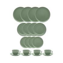 Aparelho Jogo De Jantar e Chá 20 Peças Oxford Matcha Cerâmica Conjunto Completo