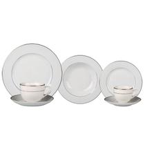 Aparelho Jogo De Jantar Porcelana Completo Majesty 42 Peças Filete Prata