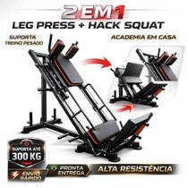 Aparelho Leg Press 45 Graus E Agachamento Equipamento Hack 2 Em 1 Profissional Dual Black Reforçado